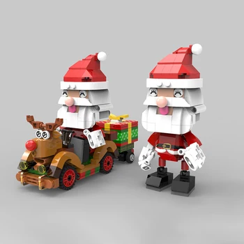 Нова коледна серия от тухли, играчки, елени, Дядо Коледа, Пряничного къща, монтаж на замъка, на набор от модели за детски подаръци