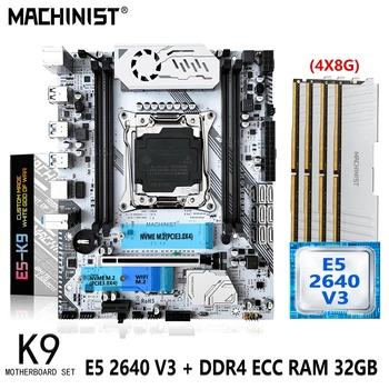 MACHINIST X99 Комплект Дънната Платка LGA 2011-3 С комплект Xeon E5 2640 V3 CPU Процесор 4X8G = 32 GB Оперативна памет DDR4 ECC Nvme M. 2 Sata M. 2