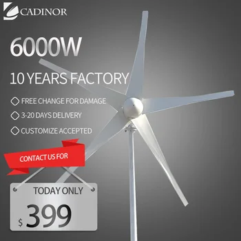 За домашна употреба 5000 Вата-6000 Вата 12 В 24 В 48 В Хоризонтална windenergy, електрическа турбина, генератор с 3 и 5 остриета, малошумная вятърна мелница, с контролер