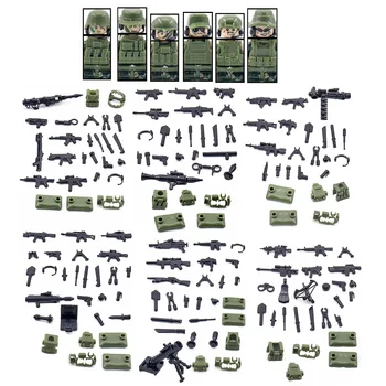 Фигурки на войници на военните специални сили на джунглата, градивните елементи на MOC, Армейски жилетка, оръжия, тухли, детски играчки