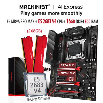 MACHINIST MR9A PRO MAX дънна Платка X99 Set LGA 2011-3 Kit процесор Xeon E5 2683 V4 16 GB (2 *8G) оперативна памет DDR4 ECC Nvme M. 2 SATA ATX