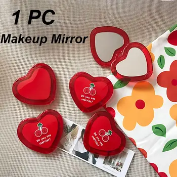Портативни мини-двустранни дамски Подарък огледало във формата на сърце, огледала за грим, джобни огледала и козметични огледала