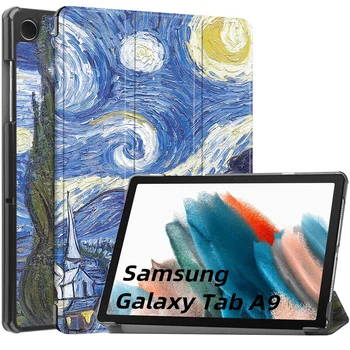 За Samsung Tab A9 Плюс Калъф 11 инча 2023 с кожена поставка на магнитна основа за таблета Galaxy Tab A9 Калъф Smart Cover