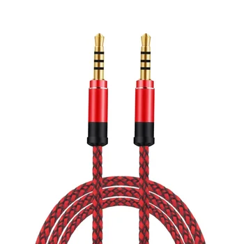 Универсален кабел Aux 1,5 м Съединител 3,5 мм аудио кабел в найлонов оплетке 3,5 мм Автомобилен кабел AUX Код слушалки за телефон, MP3 Високоговорител автомобилната слушалки