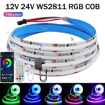 COB RGB Адресуемая Led Лента 12V 24V Smart WiFi Bluetooth 720LEDs/m WS2811 Full Pixel Dream Color Гъвкава Led Лента Декор